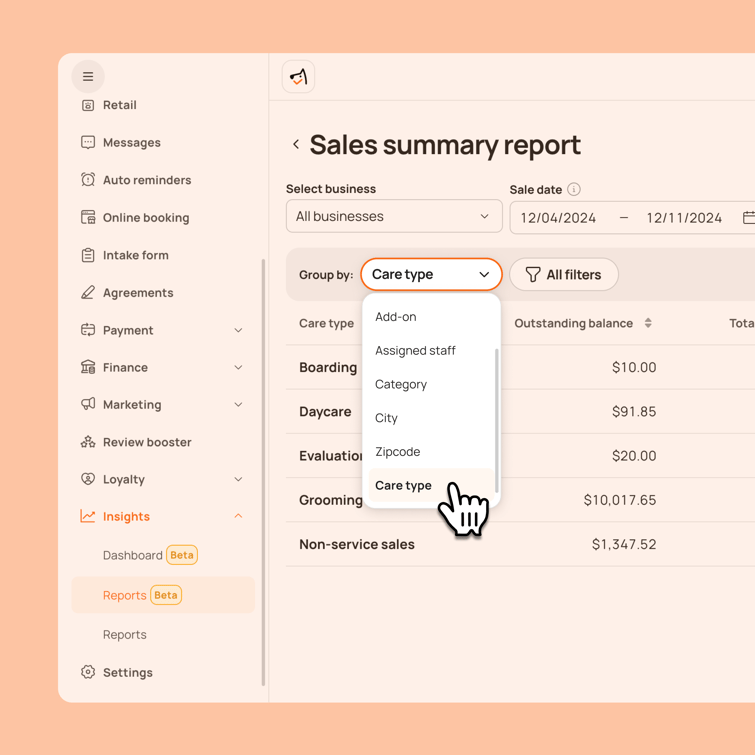 Check the sales data for your boarding and daycare