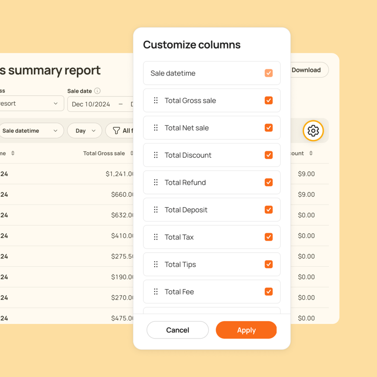 Customize your column in report