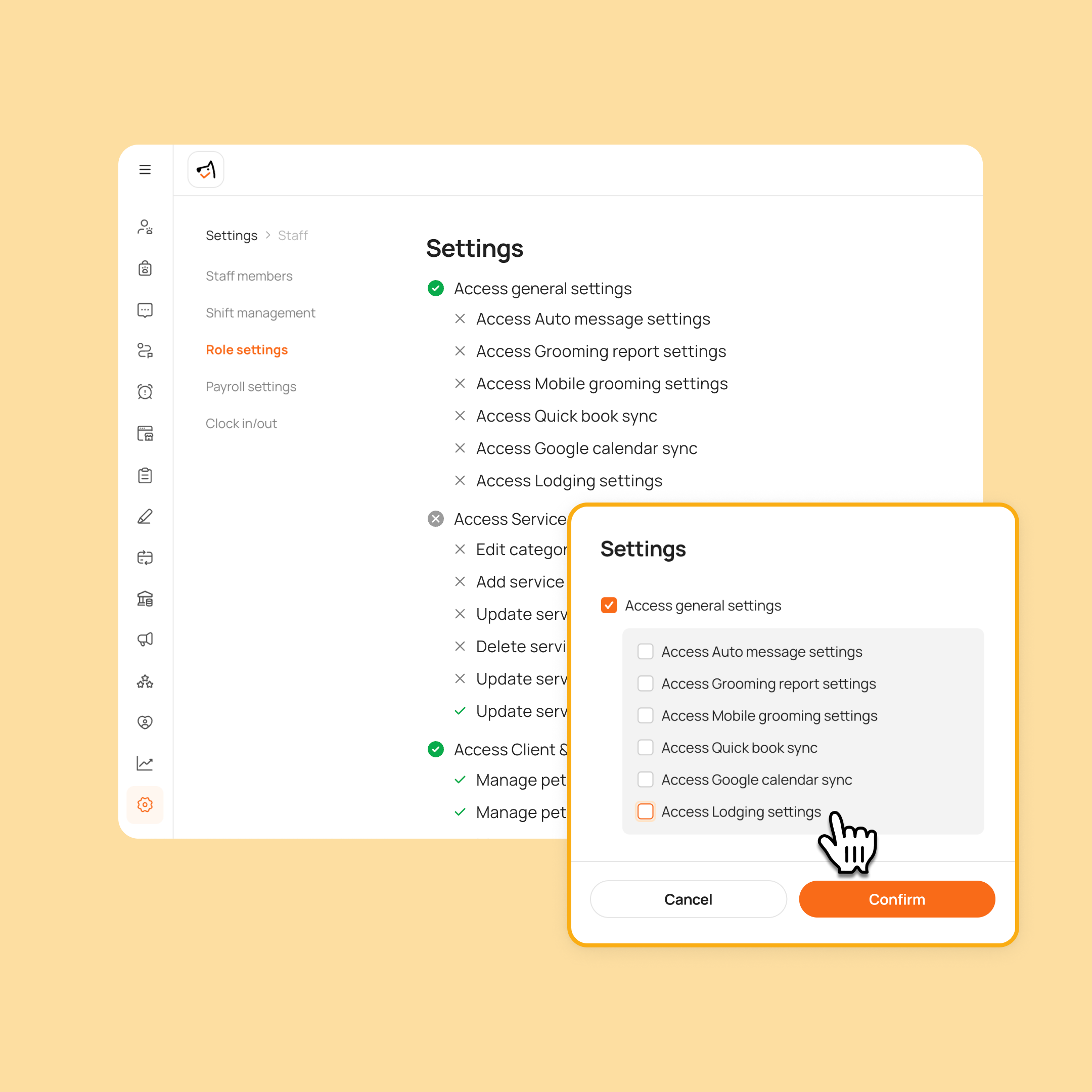 Customizable Staff Permissions for Lodging